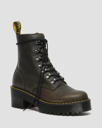 Dr Martens Leona Leren Enkellaars Dames Bruin | NL 701FDN